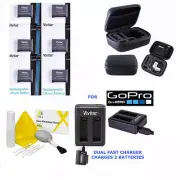 6X AHBT-401 BATTERIES FOR GOPRO HERO4 BLACK & SILVER + HARD CASE + DUAL CHARGER