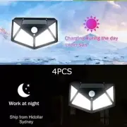 100 LED SOLAR SECURITY SENSOR LIGHT OUTDOOR MOTION SENSOR LIGHT WALL FENCE 4PCS