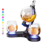 Gifts for Men Dad, Light Up Whiskey Globe Decanter Sets with Space Rocket, Re...