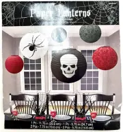 Skull & Spider Black White Carnival Halloween Party Decoration Paper Lanterns