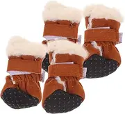 Generic 4pcs Dog Booties Non Slip Foot Covers Warm Flannelette with Sole Secure Fit for Winter Protection for Outdoor Activities