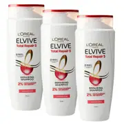 3x L'Oreal Paris Elvive Total Repair 5 Shampoo 300mL