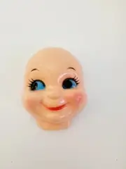 Vintage Kitschy Plastic Baby Face Blue Side Eyes Doll Part DIY Craft Kit