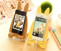 在飛比找樂天市場購物網優惠-韓版-可愛越獄兔手機支架 木質手機架 時尚創意手機座