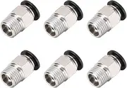 uxcell Straight Pneumatic Push to Quick Connect Fittings 1/4NPT Male X 8mm Tube OD Silver Tone 6pcs