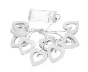 C75 1.5m 10LED Valentiness Day Decor White Wood Heart Shape Light String for Indoor Outdoor Home Room Party Wedding
