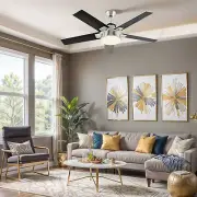 52" Modern Ceiling Fan & Remote Control Adjustable LED Light Reversible 6 Speeds