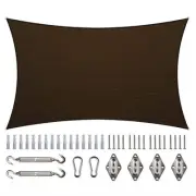 12 ft. x 16 ft. 190 GSM Brown Rectangle Sun Shade Sail with Rectangle Kit