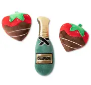 Fringe Studio 3 pc Champagne & Strawberries Dog Toy Set NWT