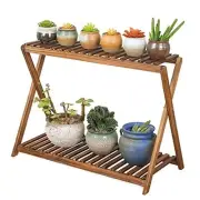 Wood Plant Shelf Indoor Outdoor 2 Tier Plant Stand Corner Flower Stand Holder
