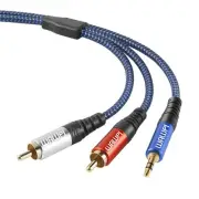 RCA Cable, 25ft/8m 3.5mm Male to 2RCA Male Stereo Audio Adapter, Gold-Plated ...