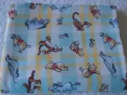 Pooh &Friends Gingham Multicoloured Flannelette Cotton Fitted Cot Sheet Handmade