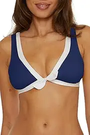[Trina Turk] Women's Standard Courtside Banded Bikini Top, Front Tie Closure, Swimwear Separates