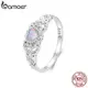 Bamoer 925 純銀戒指粉紅色蛋白石設計時尚女式首飾禮物 BSR512