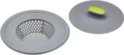KitchenCraft 2-in-1 Plastic Plug and Sink Strainer, 11.5 cm (4.5") - Grey/Green