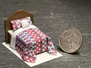 Dollhouse Miniature Bed Red E 1:48 Quarter inch scale 1/4 F183 Dollys Gallery