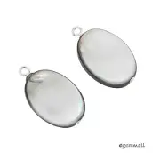 Sterling Silver Black M.O.P Shell Oval Dangle Charm Earring Pendant Beads #98234