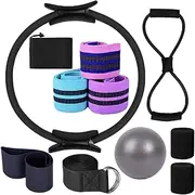 Pilates Essentials Kit for Women, 12Pcs Pilates Kit for Home Workouts, Booty Bands Glutes 25cm Figure 8 Resistance Band Yoga Bands for Stretching, for Working Out
