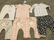 PUMPKIN PATCH Bulk baby clothes legging tee shirt pink white BNWT 0-3mths 000