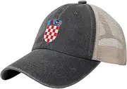 [Generic] National Emblem of (Croatia) Cowboy Mesh Baseball Cap for Croatian Man Woman Outdoor Adjustable Denim Hat