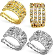 [CONGARTENO] Stylish Gold Cartilage Earrings Clip Earrings Cubic Zirconia Non Pierced Ear Cuffs for Daily Wear