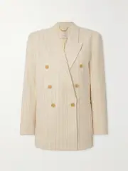 [Zimmermann] Zimmermann - Luminosity Oversized Double-breasted Pinstriped Wool And Cotton-blend Blazer - Cream - 00 00 Cream