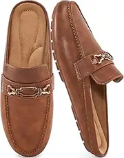 [Ablanczoom] Mules for Women Flat Shoes: Comfortable Slip on Flats for Womens Mule Metal Chain Backless Loafers Business Casual Shoe