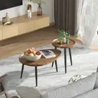 Set of 2 Stylish Nesting Coffee Tables Compact Side End Tables Concave Desktop