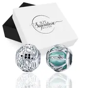 Boxed Solid 925 Sterling Silver Honey Bee Animal and Magical Ball Teal Charms