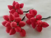 Vintage Craft Millinery Cotton Spun Candied Strawberries 3 Bunches Floral