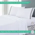 Embroidered Stripe Sheet Sets Queen King Single Bed Flat Fitted Sheet Pillowcase