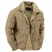 Men's Trucker Jacket Winter Coat Fleece Jacket Sherpa Jacket Office Career Casual Daily Thermal Warm Comfy Pocket Winter Plain Vintage Fashion Lapel Blue Gree
