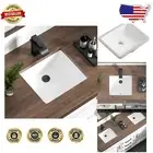 Compact 14.4" Rectangular Undermount Sink with Overflow - Easy Clean Ceramic