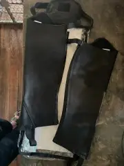 Huntley Equestrian Premium Leather Half Chaps Med Tall Black