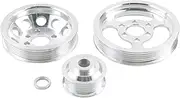 Set 3pcs Car Wear Parts Billet Aluminum Crankshaft Crank Pulley Compatible For Golf GTI Jetta Bettle 99-05 1.8T 2.0L 20V(Silver)