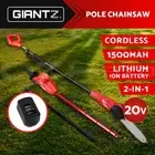 Giantz Cordless Pole Chainsaw 20V Electric Lithium Battery Hedge Trimmer Saw