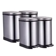 SOGA 4X Foot Pedal Stainless Steel Rubbish Recycling Garbage Waste Trash Bin 10L U