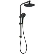 Matt Black Round Plastic 9 Inch Shower Rain Head & 3 Modes Handheld Silde Rail 2in1 Set