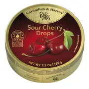 Cavendish Harvey Cherry Candy 7oz Gourmet Fruit Juice Sweets in Gold Tin