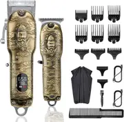 RESUXI Mens Hair Clippers and Trimmers Set,Professional Cordless Barber Clippers Beard Trimmer Hair Cutting Kit, Barber Accessories for Men Grooming Haircut Kit USB Rechargeable Adjustable