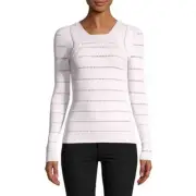 Narciso Rodriguez Top Size 44 US 8 in Lavender Grid Knit Long Sleeve Retail $795