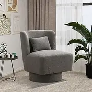 Chifee & Vingol Swivel Accent Chair Boucle Swivel Chair for Living Room with Pillow,Gray