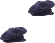 [DEARMAMY] 2pcs Berets Adjustable Beret Hats Knitted Hollow Hat for Women Polyester