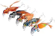 Fly Bait, Bass Fly Fishing Lure, Fishing Lure Fly Fishing Lure 5 Pieces | Fly Popper Bait, Bass Poppers Fly Set, Artificial Flexible Bait for Moonfish, Trout, Laughter