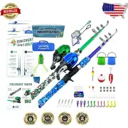 Telescopic Kids Fishing Pole Kit with Tackle Box - Portable Fun for Beginners