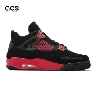 Nike 休閒鞋 Air Jordan 4 Retro 男鞋 經典款 喬丹四代 絨面皮革 球鞋 穿搭 黑 紅 CT8527016