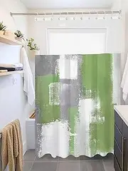 Clblhlolkuy Waterproof Shower Curtain for Bathroom, Sage Green Grey Abstract Graffiti Texture Hotel Fabric Soft Bath Curtain with Semi-Transparent Top Window & Hooks, 72"x72"