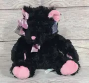 Applause Russ Berrie Plush FLORAL Teddy Bear Stuffed Animal Black Pink Bow 9"
