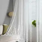 Embroidery Tulle Curtain Living Room Modern Flower Sheer Voile Drapes Bedroom