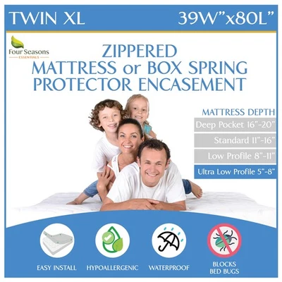 Twin XL Size Mattress or Box Spring Encasement (5" to 8" Depth) - Low Profile...